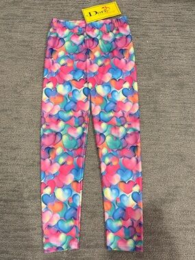 New w Tags DORI CREATIONS Heart Print Leggings Pants Girls Sz 7